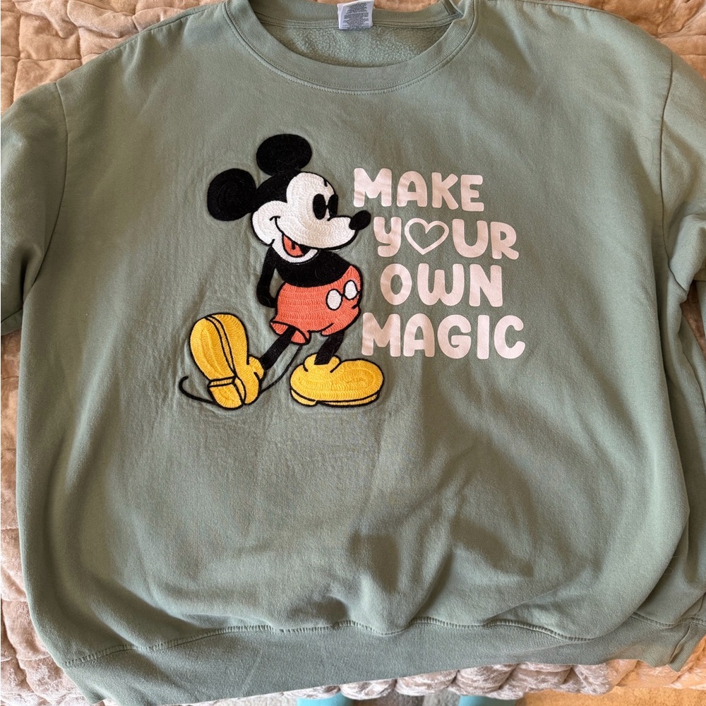 Disney Green embroidered Mickey Mouse Sweatshirt (letters not, Mickey is)